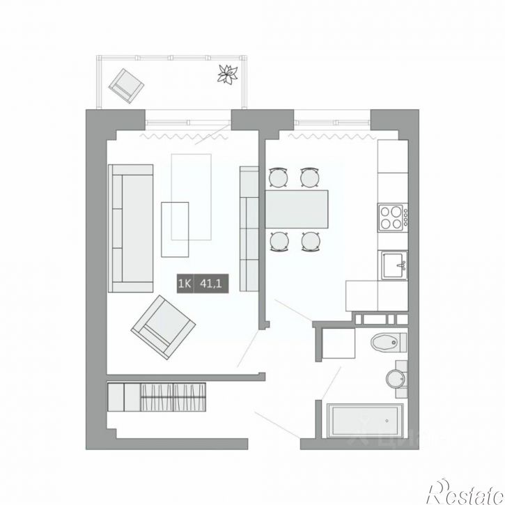 1-комн квартира в новом доме улица Острякова, 39А,  д. 39А