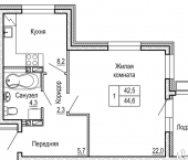 1-комн, 44 кв м, этаж 1/16 улица Кирова, 78Б к1