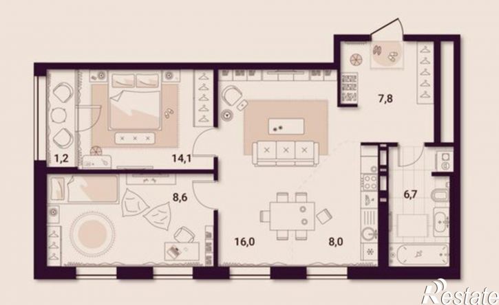 2-комн квартира в новом доме ул Куйбышева, 11а,  д. 11а