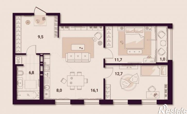2-комн квартира в новом доме ул Куйбышева, 11а,  д. 11а
